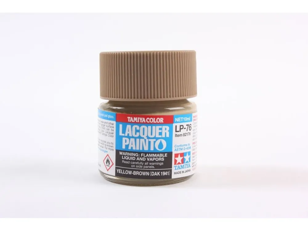 Skleněná lahvička lakové barvy Tamiya LP-76 žlutohnědá DAK 1941, 10 ml