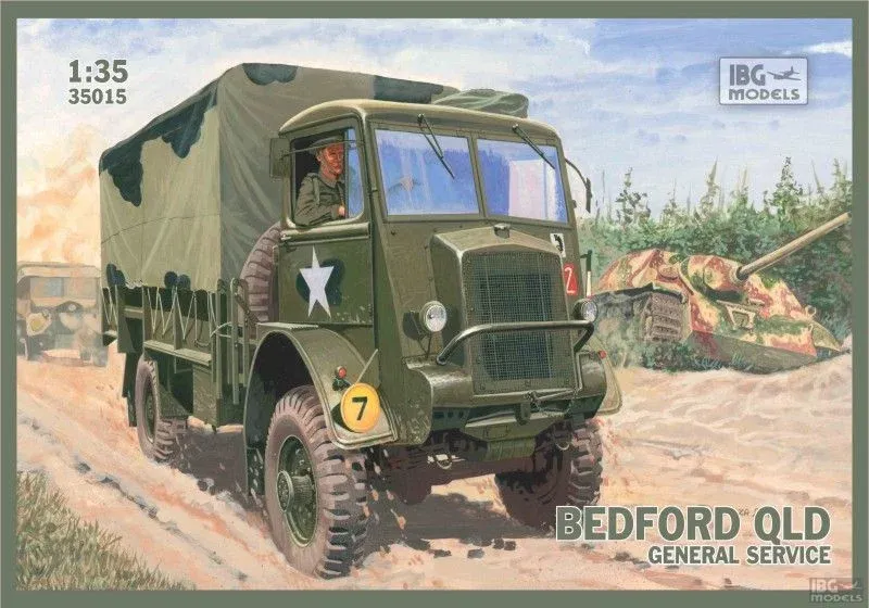 Krabice plastikové stavebnice IBG Models 35015 Bedford QLD General Service v měřítku 1/35