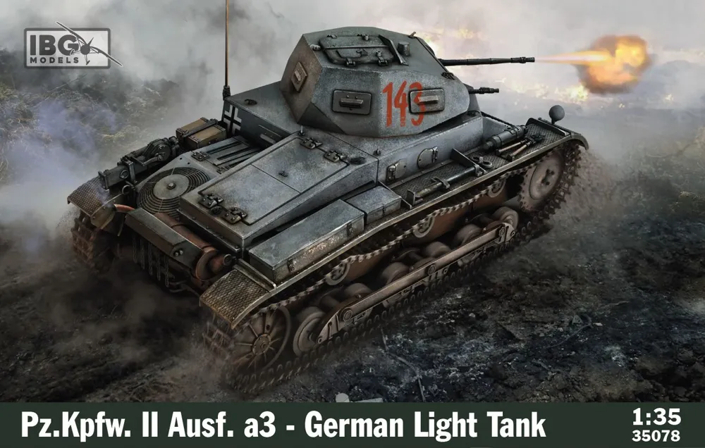Krabice plastikové stavebnice IBG Models 35078 Pz.Kpfw. II Ausf. a3 v měřítku 1/35