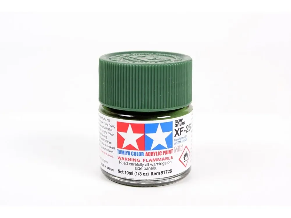 Lahvička akrylové barvy Tamiya Acrylic Mini XF-27 Black Green 10 ml