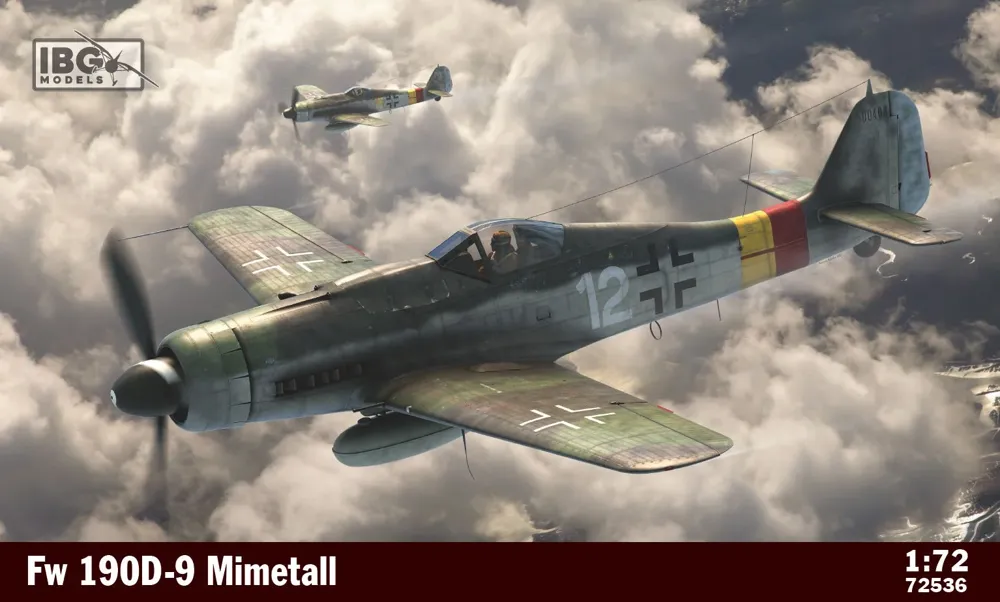 Krabice plastikové stavebnice IBG Models 72536 Focke-Wulf Fw 190D-9 Mimetall v měřítku 1/72