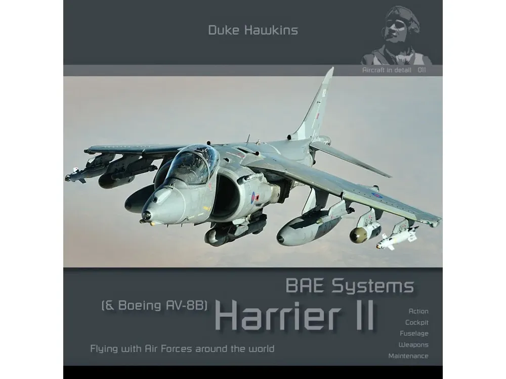 Obálka publikace Duke Hawkins BAE Systems Harrier II, HMH Publications, 140 stran