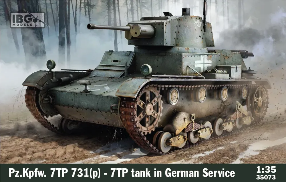 Krabice plastikové stavebnice IBG Models 35073 Pz.Kpfw. 7TP 731(p) v měřítku 1/35