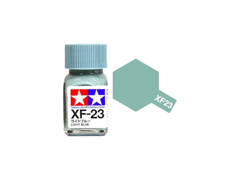 Skleněná lahvička emailové barvy Tamiya Enamel XF-23 světle modrá matná 10 ml
