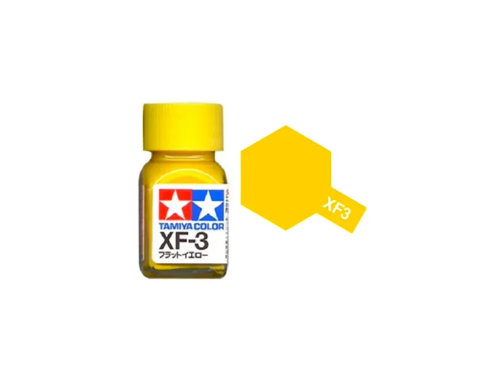 Skleněná lahvička emailové barvy Tamiya Enamel XF-3 žlutá matná 10 ml