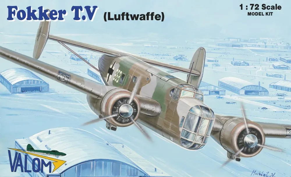 Krabice stavebnice Valom 72109 Fokker T.V Luftwaffe v měřítku 1/72