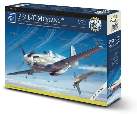 Krabice plastikové stavebnice Arma Hobby 70067 P-51 B/C Mustang v měřítku 1/72