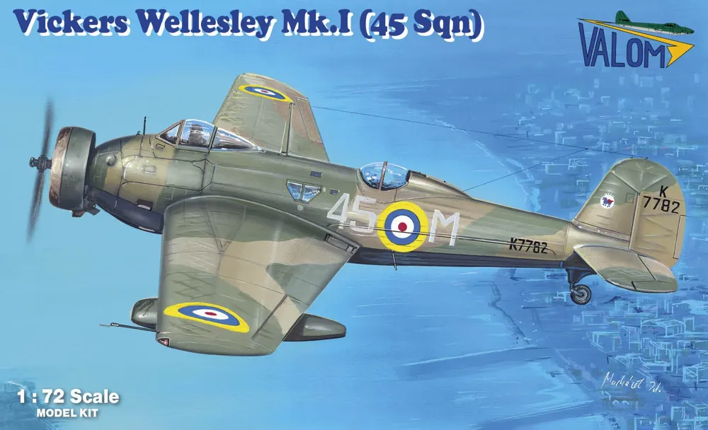 Krabice plastikové stavebnice Valom 72158 Vickers Wellesley Mk.I v měřítku 1/72