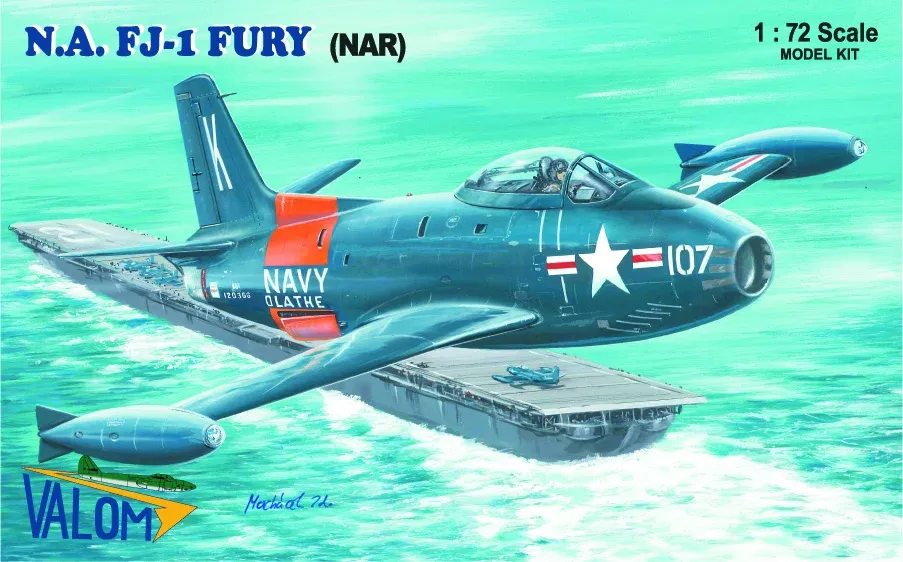 Krabice plastikové stavebnice Valom 72085 N.A. FJ-1 Fury (NAR) v měřítku 1/72