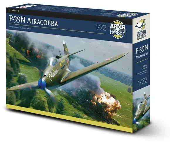 Krabice plastikové stavebnice Arma Hobby 70056 P-39N Airacobra v měřítku 1/72
