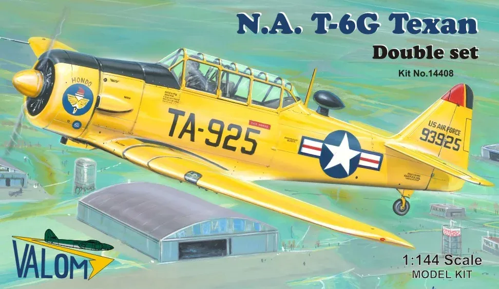 Krabice plastikové stavebnice Valom 14408 N.A. T-6G Texan 1/144, dvojbalení
