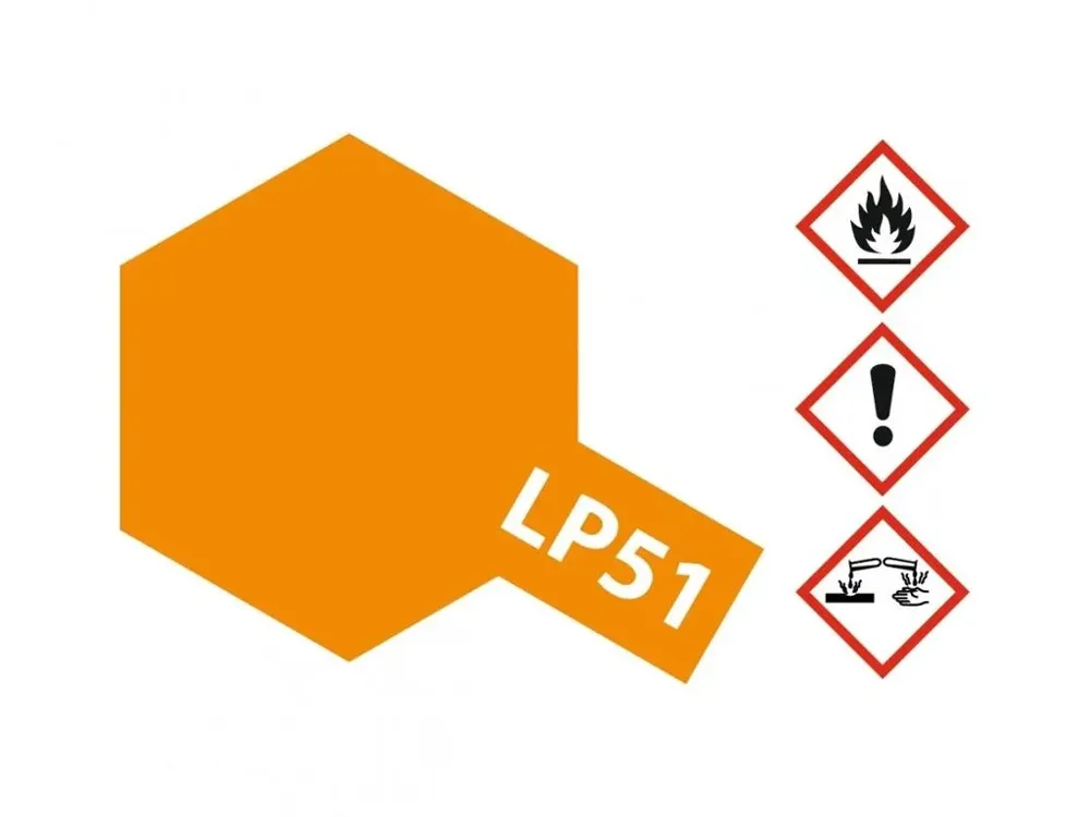 Skleněná lahvička lakové barvy Tamiya 82151 LP-51 čistá oranžová 10 ml