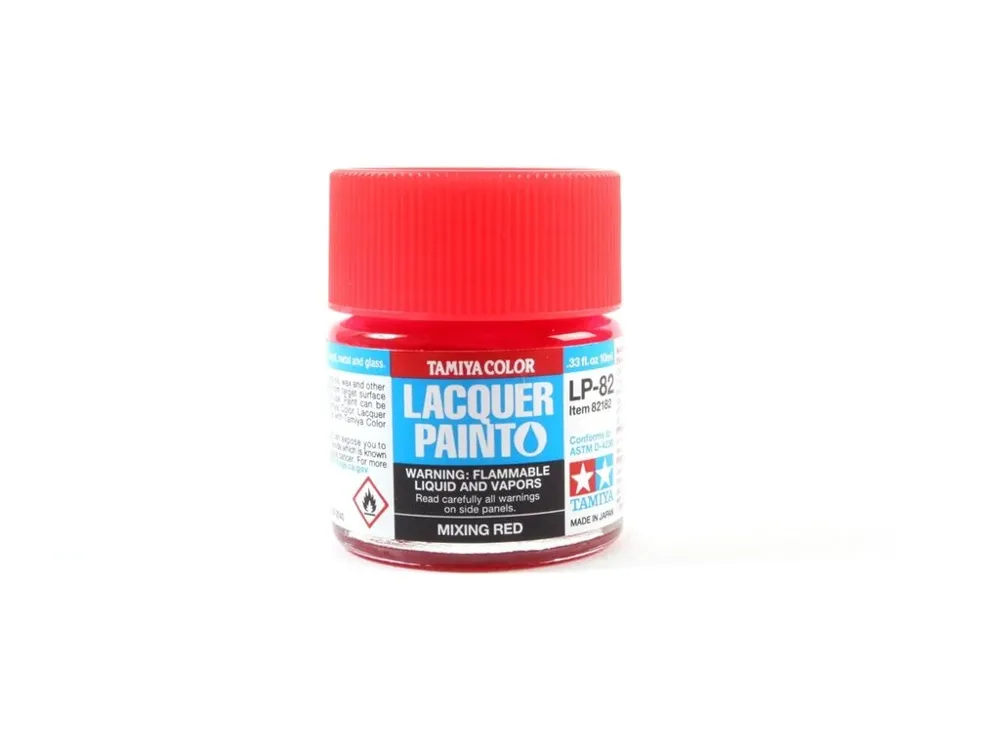 Skleněná lahvička lakové barvy Tamiya LP-82 míchací červená Mixing Red, 10 ml