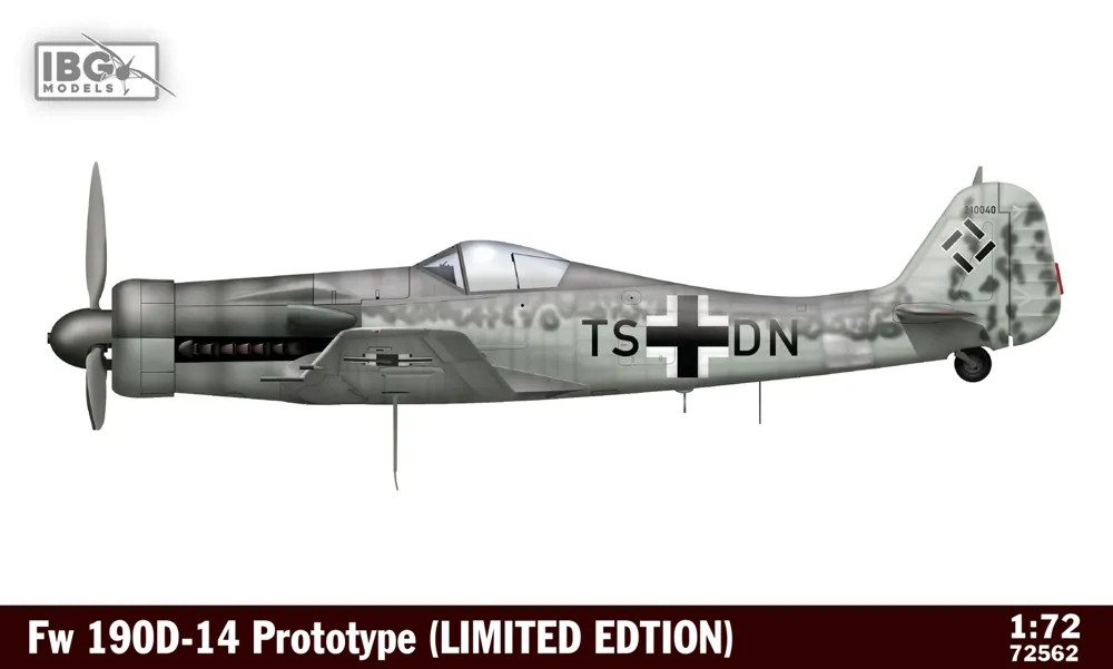 Krabice plastikové stavebnice IBG Models 72562 Fw 190D-14 Prototype v měřítku 1/72