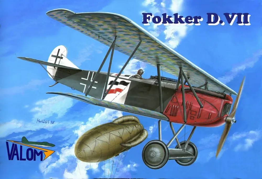 Krabice plastikové stavebnice Valom 14403 Fokker D.VII dual combo v měřítku 1/144
