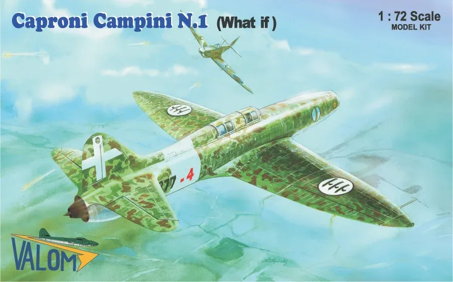 Krabice stavebnice Valom 72086 Caproni Campini N.1 What if v měřítku 1/72