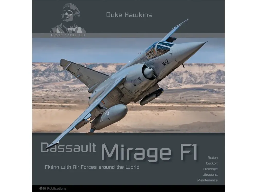 Obálka publikace Duke Hawkins Dassault Mirage F1, HMH Publications, 84 stran