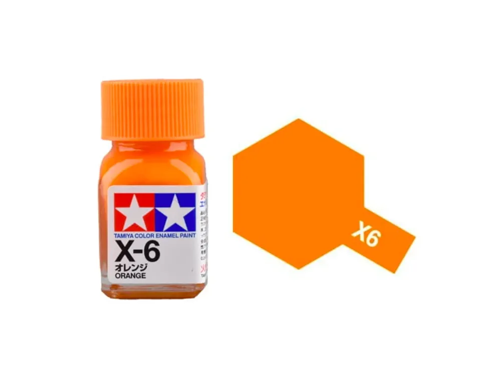 Skleněná lahvička emailové barvy Tamiya Color Enamel X-6 80006 oranžová lesklá, 10 ml
