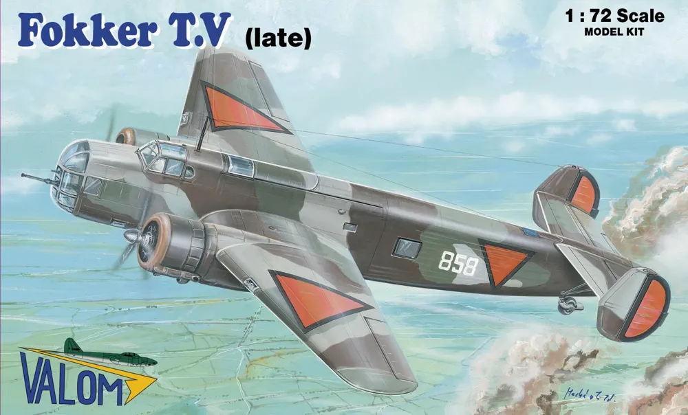 Krabice stavebnice Valom 72102 Fokker T.V pozdní verze v měřítku 1/72