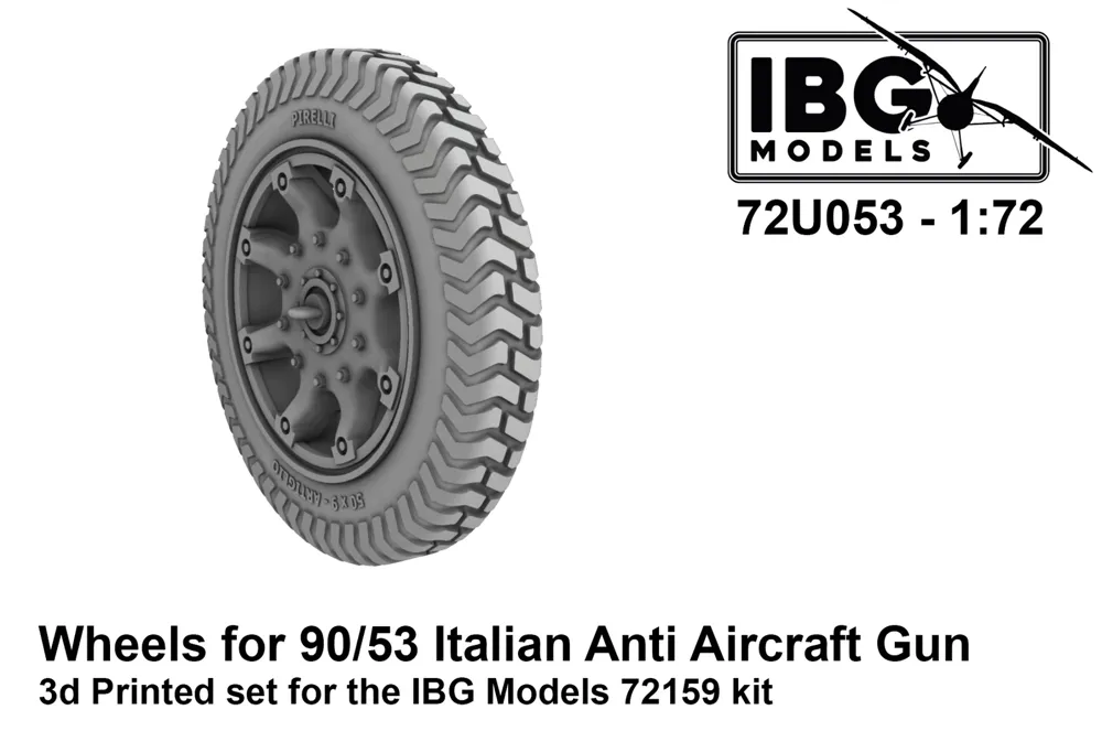 Doplňková sada IBG Models 72U053 kola pro italský kanón 90/53 v měřítku 1/72