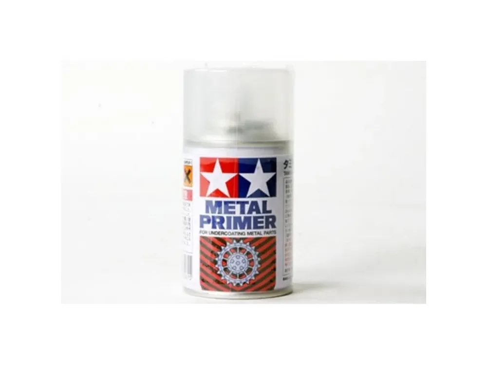 Sprej Tamiya 87061 Metal Primer 100 ml, čirý základ na kovové díly modelů