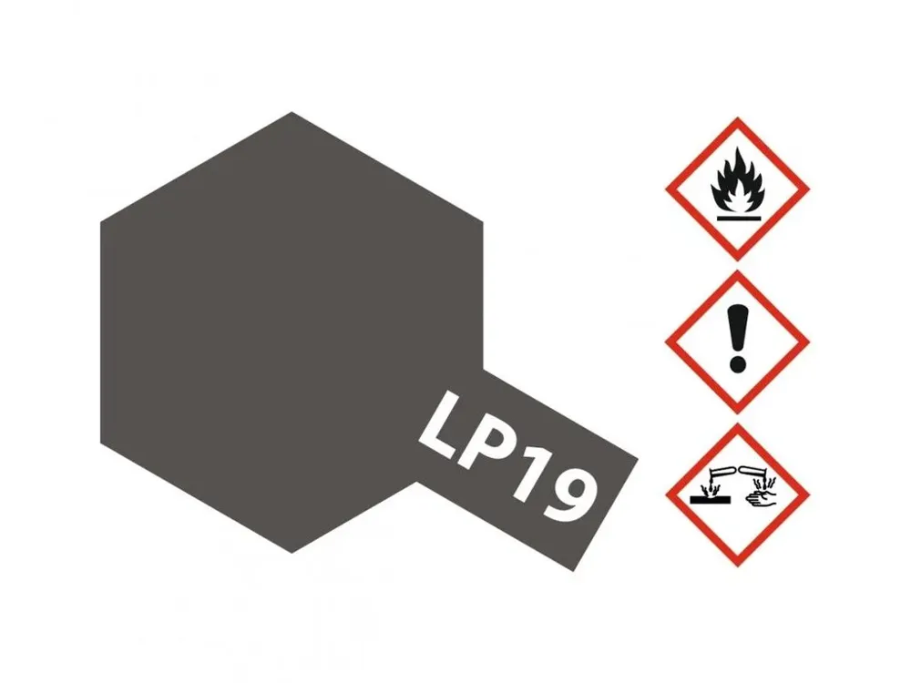 Skleněná lahvička lakové barvy Tamiya LP-19 Gun Metal kovová šedá 10 ml