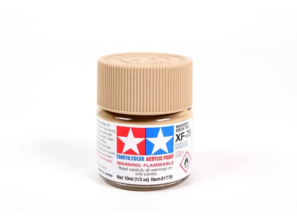 Lahvička akrylové barvy Tamiya Acrylic Mini XF-78 Wooden Deck Tan 10 ml