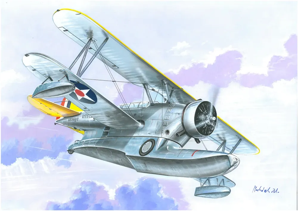 Krabice stavebnice Valom 72112 Grumman J2F-1 Duck v měřítku 1/72