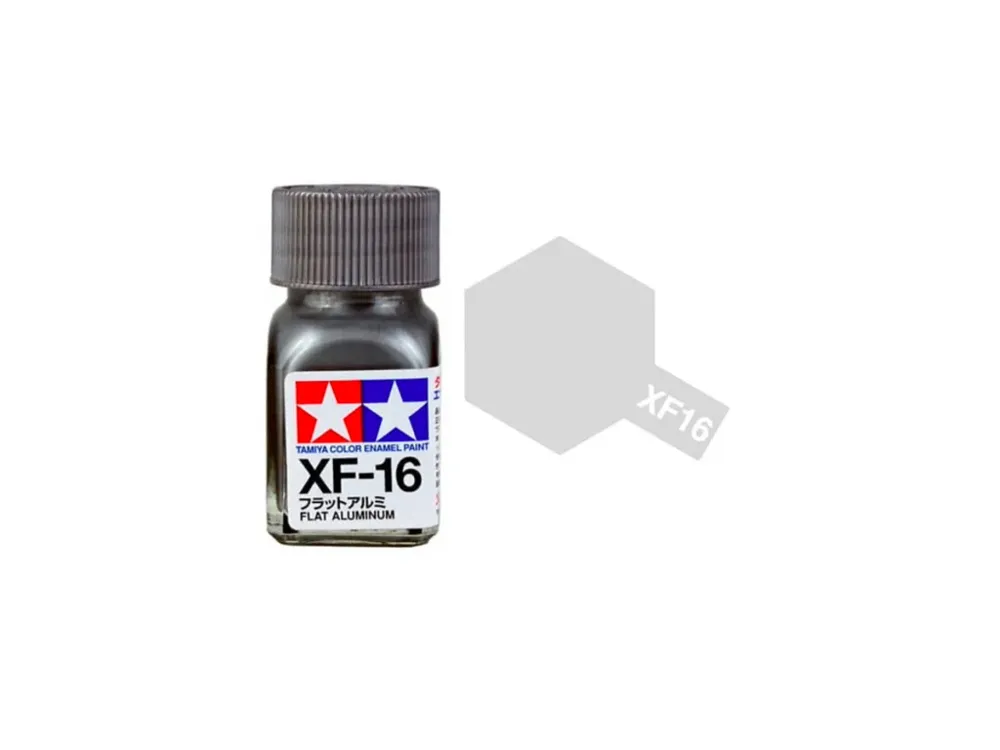 Skleněná lahvička emailové barvy Tamiya Enamel 80316 XF-16 Flat Aluminum 10 ml