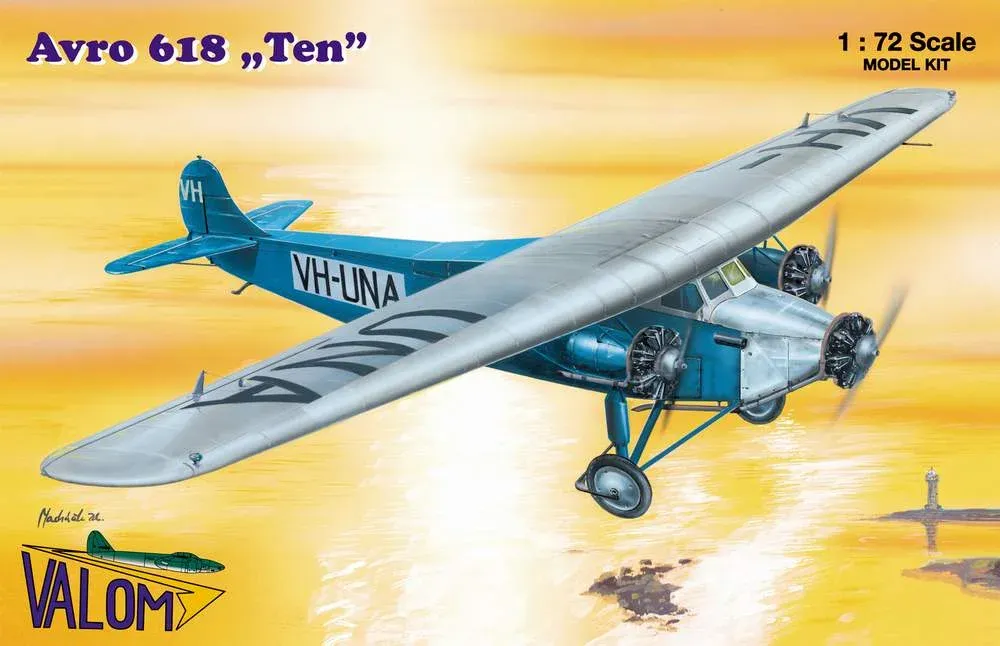 Krabice plastikové stavebnice Valom 72039 Avro 618 Ten v měřítku 1/72