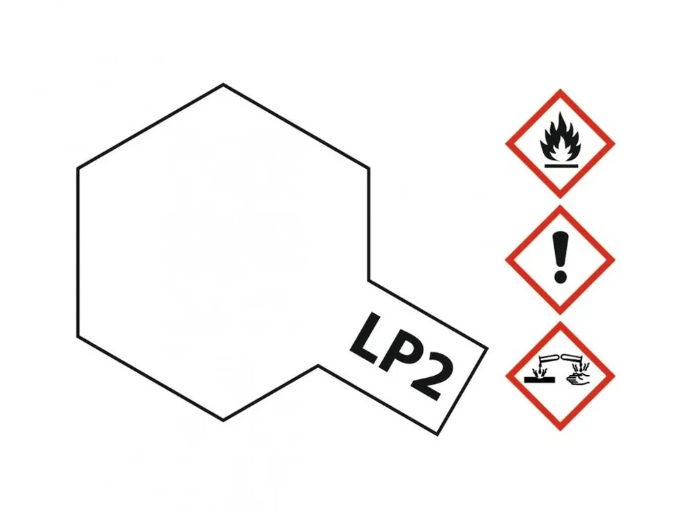 Skleněná lahvička lakové barvy Tamiya LP-2 82102 bílá lesklá, 10 ml