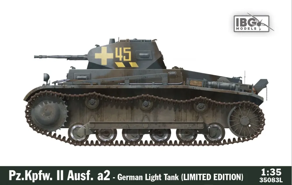 Krabice stavebnice IBG Models 35083L Pz.Kpfw. II Ausf. a2 v měřítku 1/35, limitovaná edice