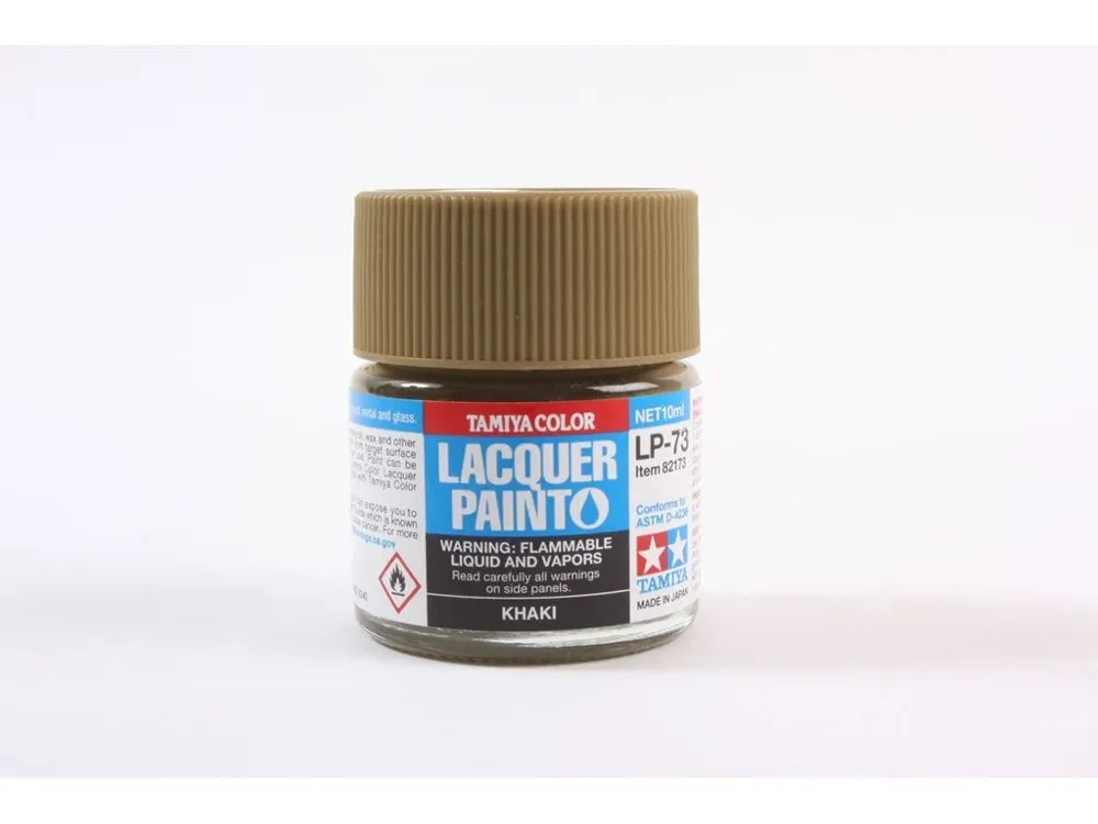 Skleněná lahvička lakové barvy Tamiya 82173 LP-73 khaki, 10 ml