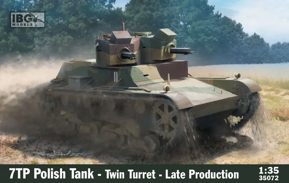 Plastiková stavebnice IBG Models 35072 polský tank 7TP dvojvěžový v měřítku 1/35