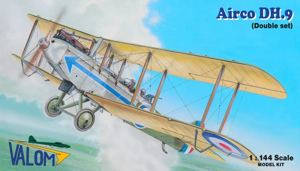 Krabice stavebnice Valom 14425 Airco DH.9 v měřítku 1/144, dvojité balení