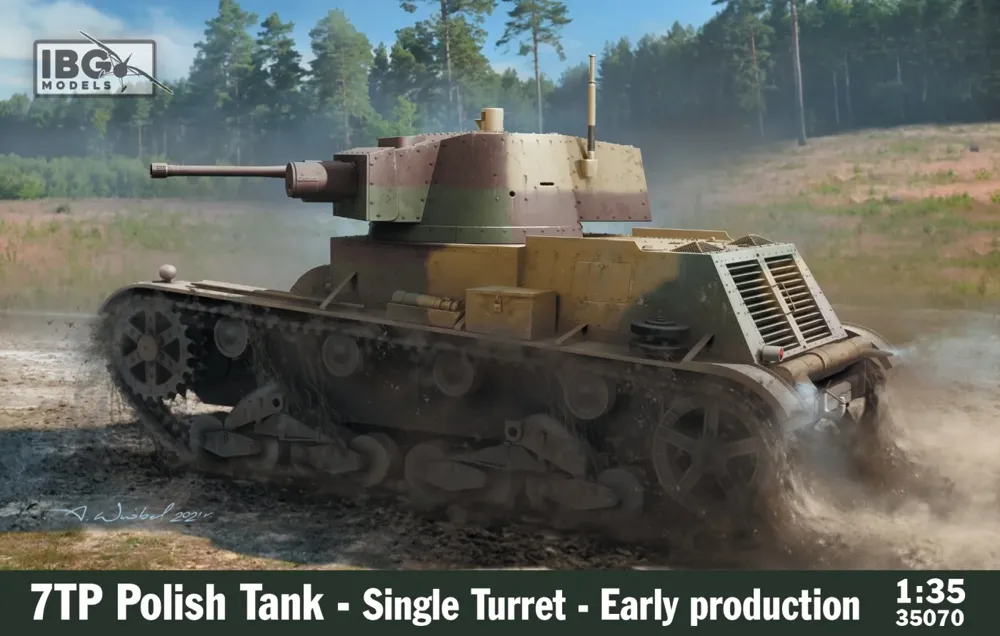 Krabice stavebnice IBG Models 35070 polský tank 7TP s jednou věží v měřítku 1/35