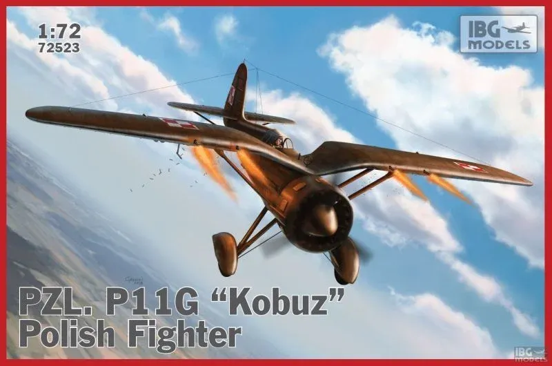 Krabice plastikové stavebnice IBG Models 72523 PZL P.11g Kobuz v měřítku 1/72