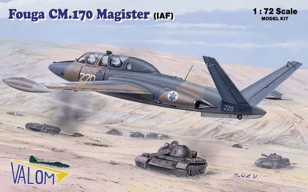 Krabice stavebnice Valom 72088 Fouga CM.170R Magister IAF v měřítku 1/72