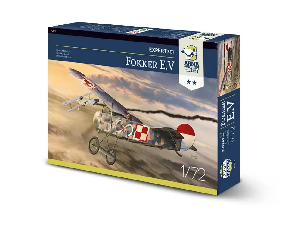 Krabice stavebnice Arma Hobby 70012 Fokker E.V Expert Set v měřítku 1/72