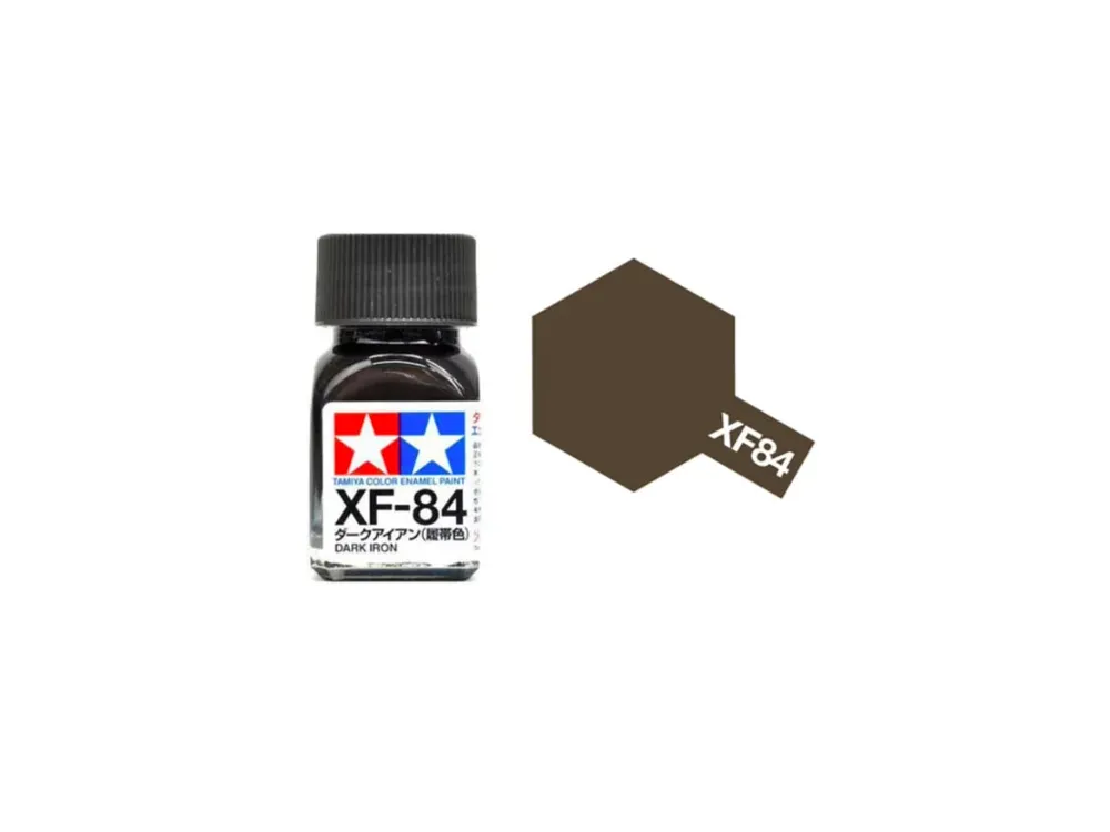 Skleněná lahvička emailové barvy Tamiya Enamel XF-84 Dark Iron 10 ml