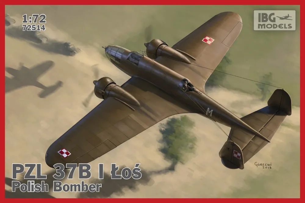 Krabice stavebnice IBG Models 72514 PZL.37 B I Łoś v měřítku 1/72, polský střední bombardér