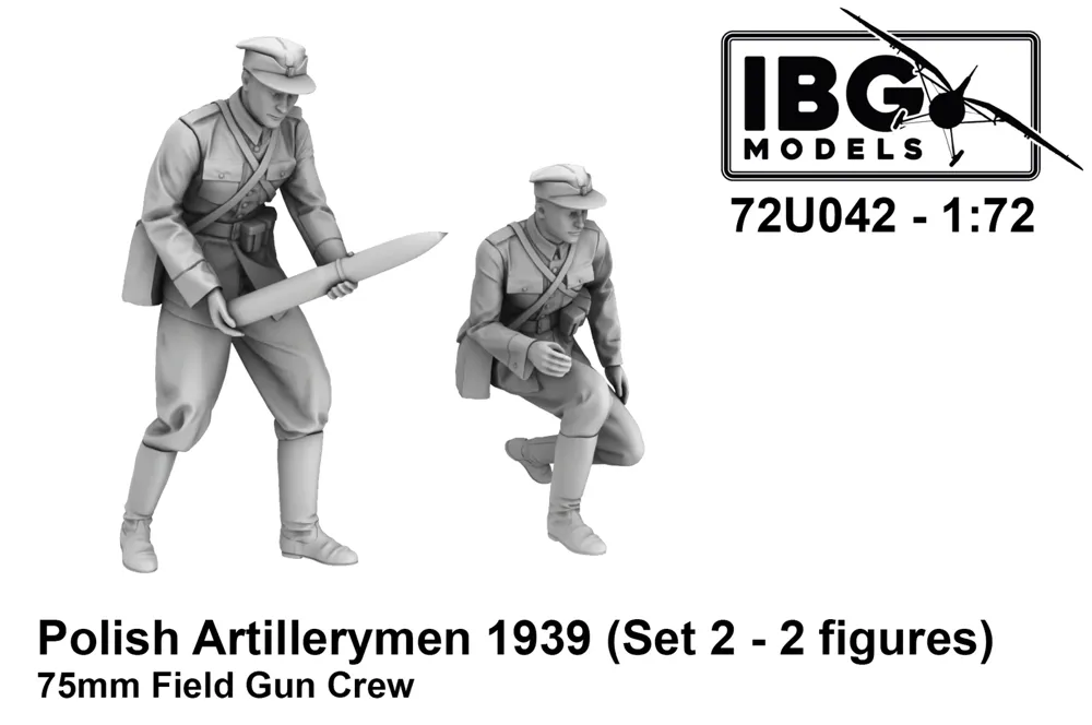 3D tištěné figurky IBG Models 72U042 polští dělostřelci 1939 v měřítku 1/72, 2 kusy
