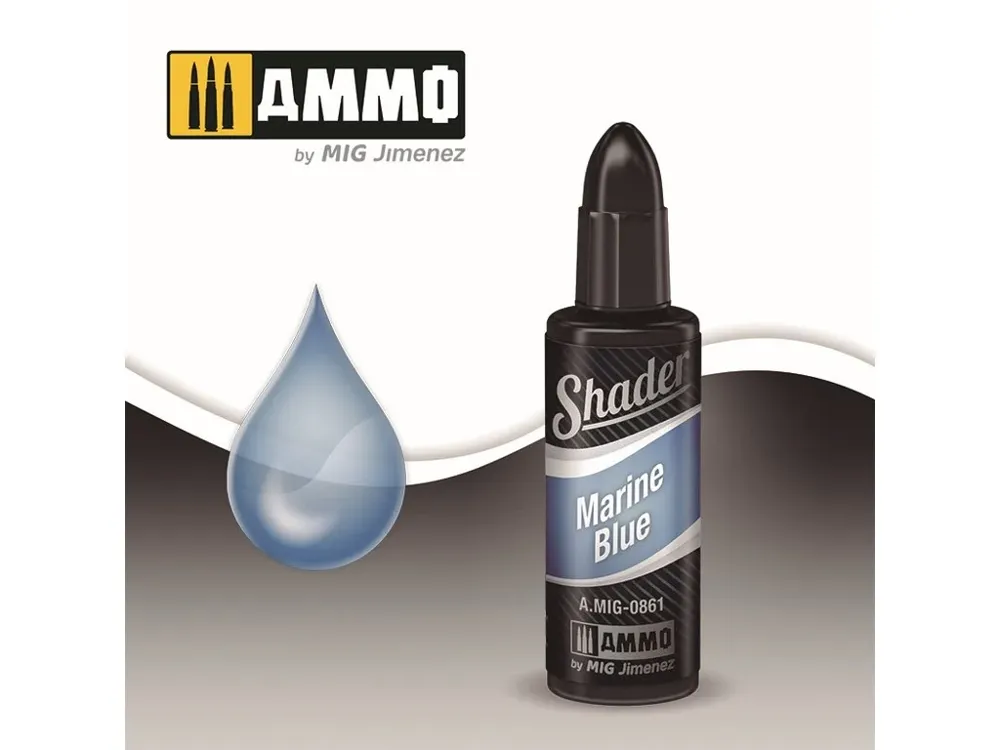 Lahvička akrylového shaderu AMMO Mig A.MIG-0861 SHADER námořní modrá Marine Blue 10 ml