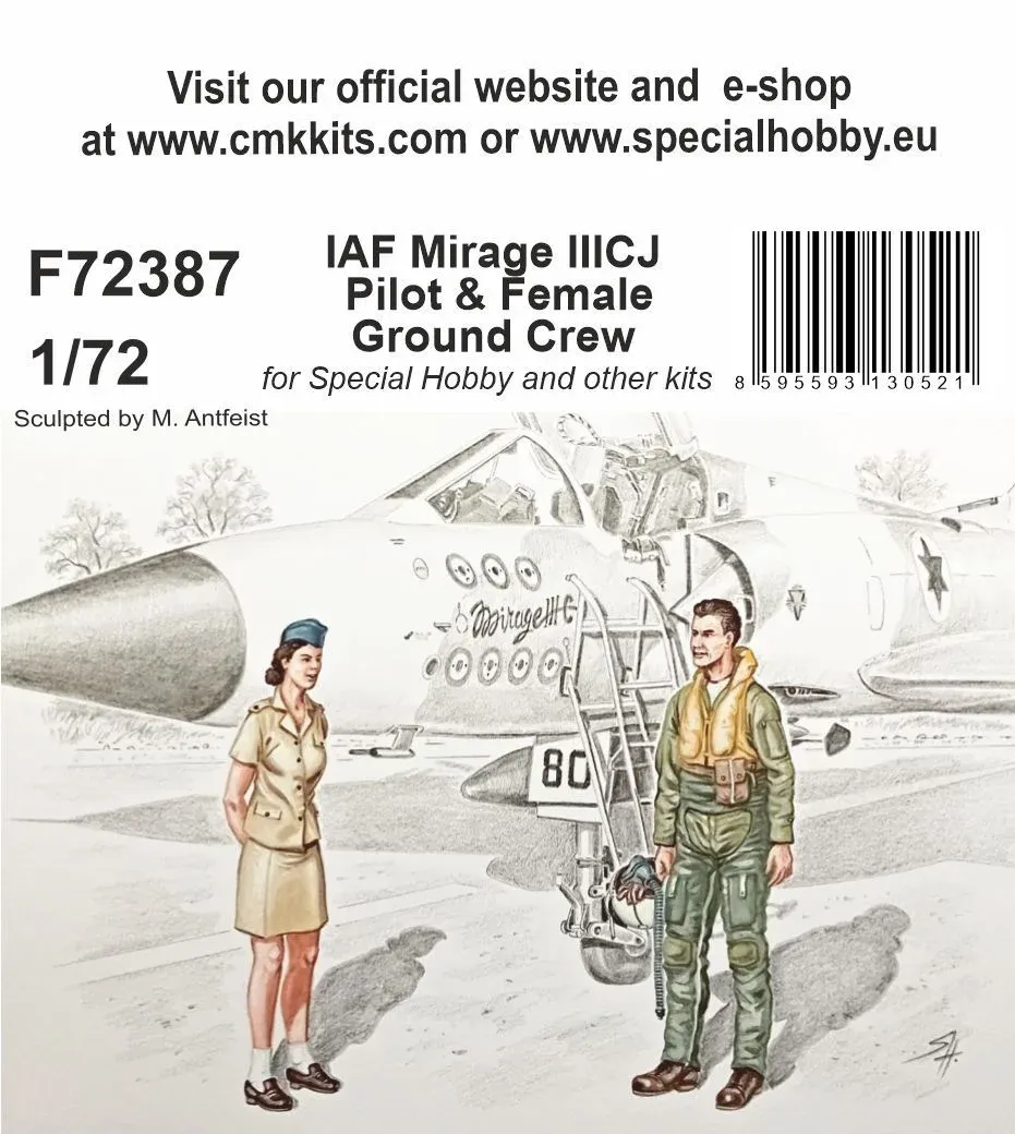 Resinové figurky CMK F72387 1/72 – pilot IAF a pozemní obsluha k Mirage IIICJ