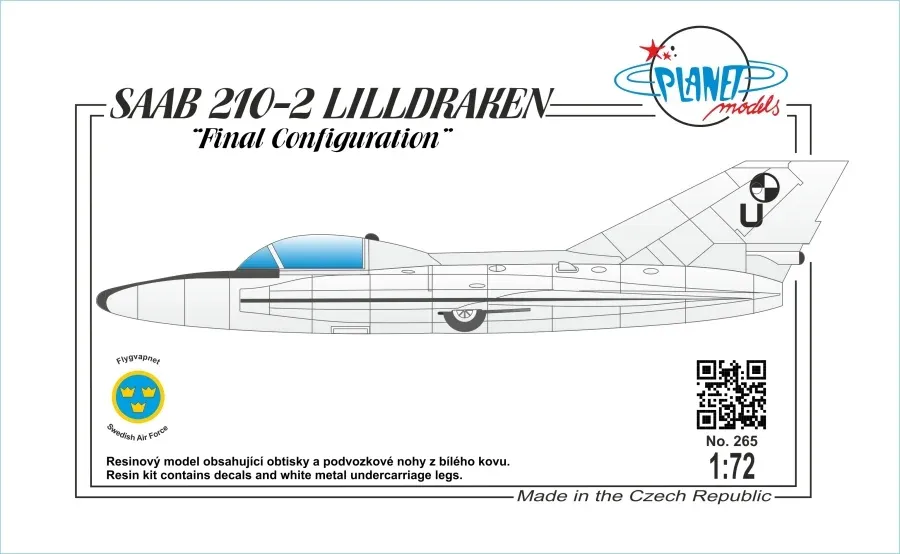 Resinová stavebnice CMK PLT265 SAAB 210-II Lilldraken Final Configuration v měřítku 1/72