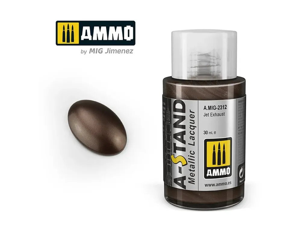 Lahvička lakové barvy AMMO Mig A-STAND A.MIG-2312 Jet Exhaust 30 ml pro airbrush
