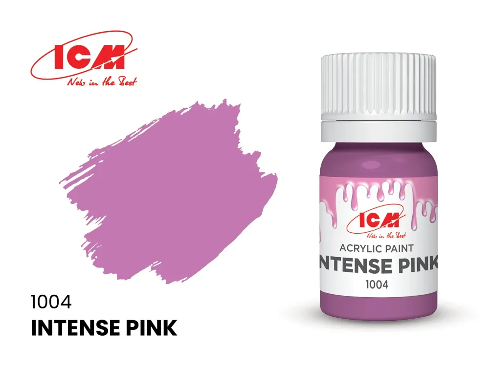 Lahvička akrylové barvy ICM Acrylic 1004 sytá růžová (Intense Pink) 12 ml