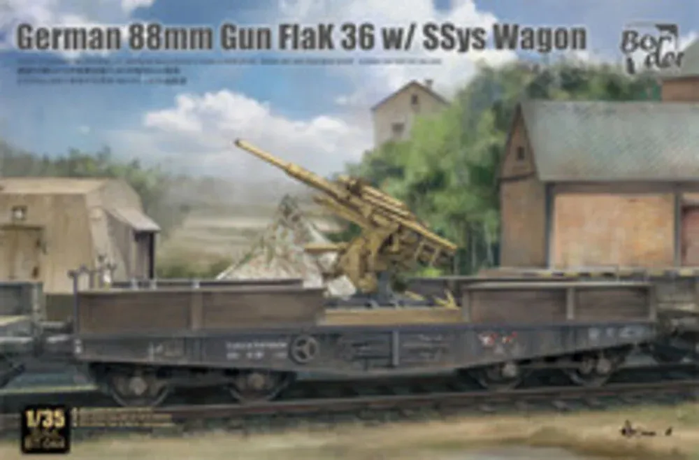 Krabice stavebnice Border Model BT044 1/35 německý 88mm kanón FlaK 36 s vagónem SSys