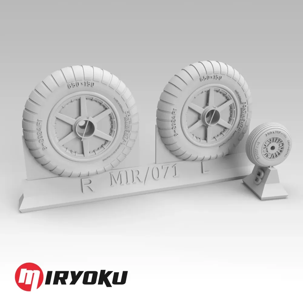 3D tištěná kola Miryoku MIR-071 pro Bf 109 E/F/G-2 v měřítku 1/32 s maskami disků