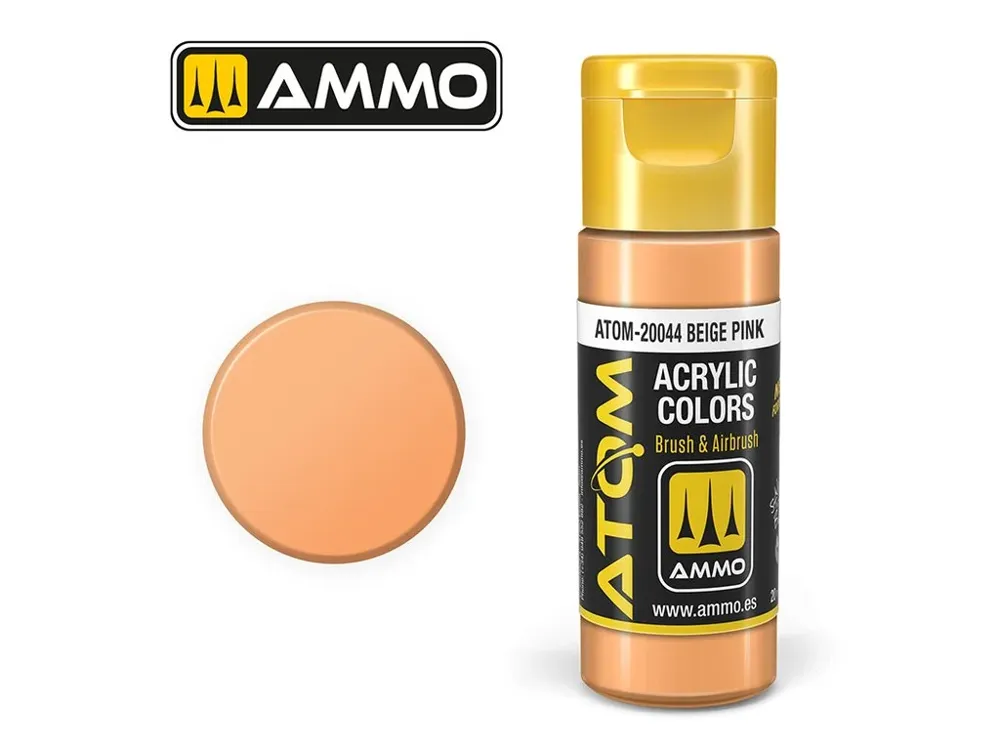 Lahvička akrylové barvy AMMO Mig ATOM Color ATOM-20044 béžově růžová 20 ml